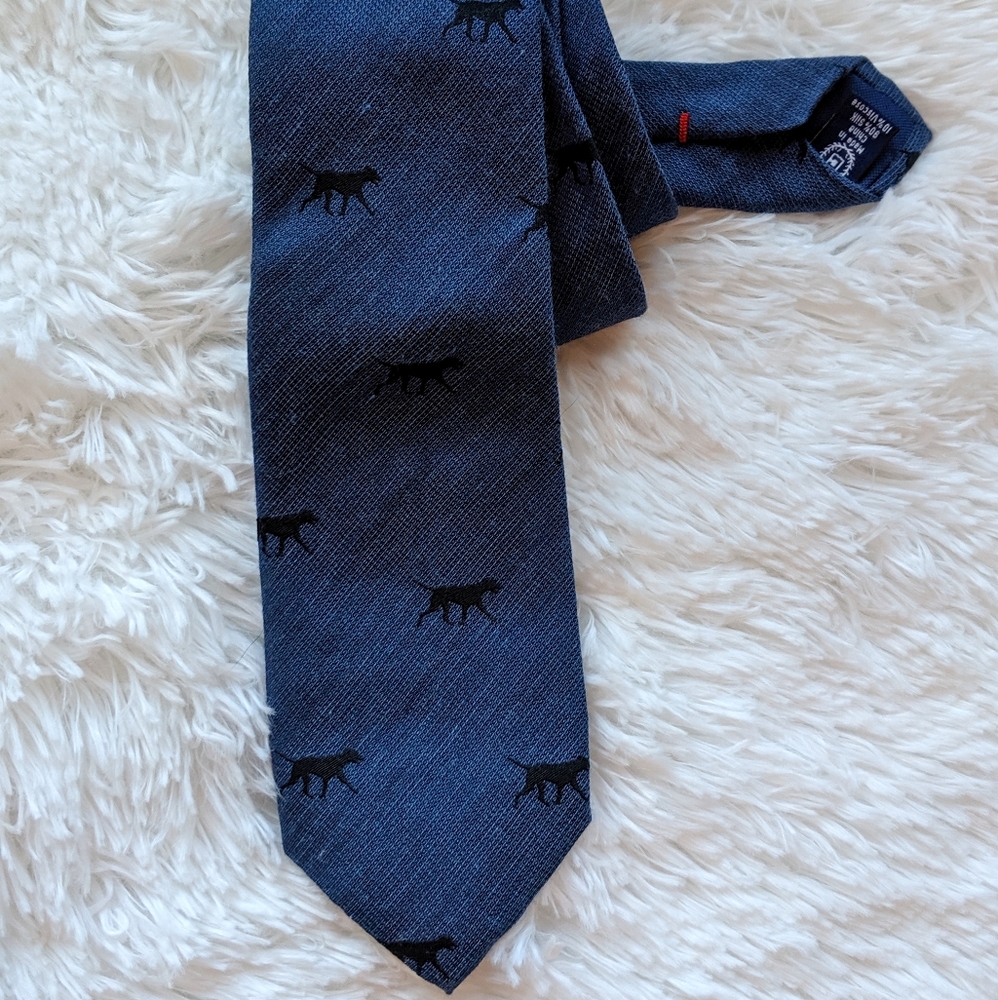 Navy Blue Tie with Dog Print